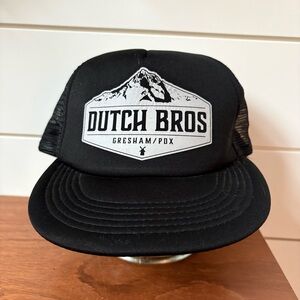 Dutch Bros PDX Portland Black Mesh Trucker Hat Cap Coffee Unisex Adjustable Snap